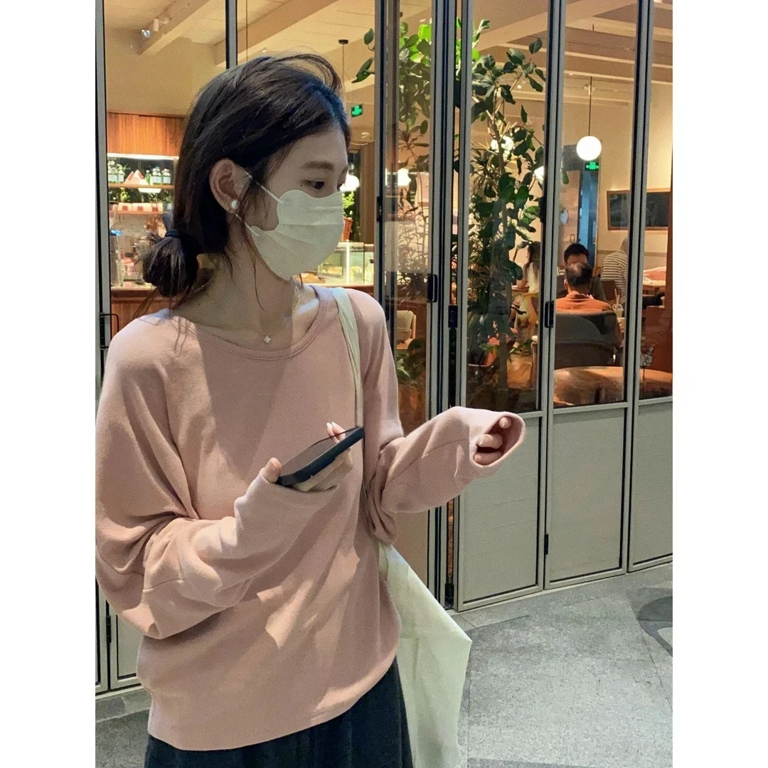 今年流行爆款女装基础纯色长袖t恤2025早秋新款遮肉显瘦内搭上衣
