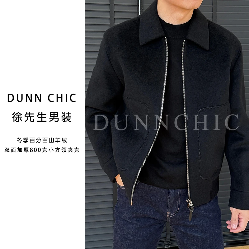 徐先生出品冬季百分百山羊绒双面加厚800克小方领夹克39995