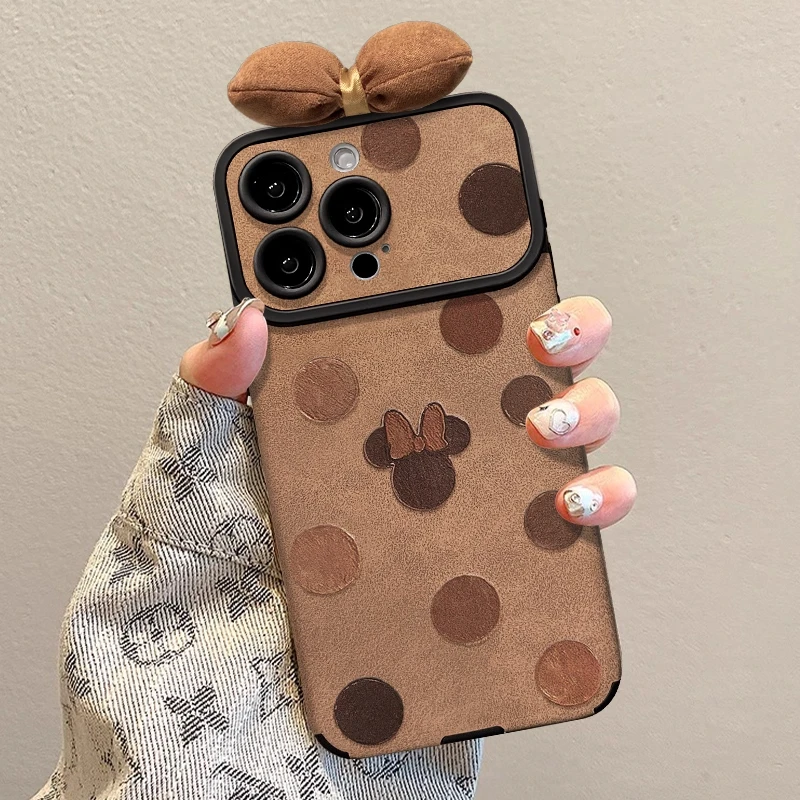 波点米奇蝴蝶结适用苹果17promax手机壳新女款iPhone16大视窗防摔