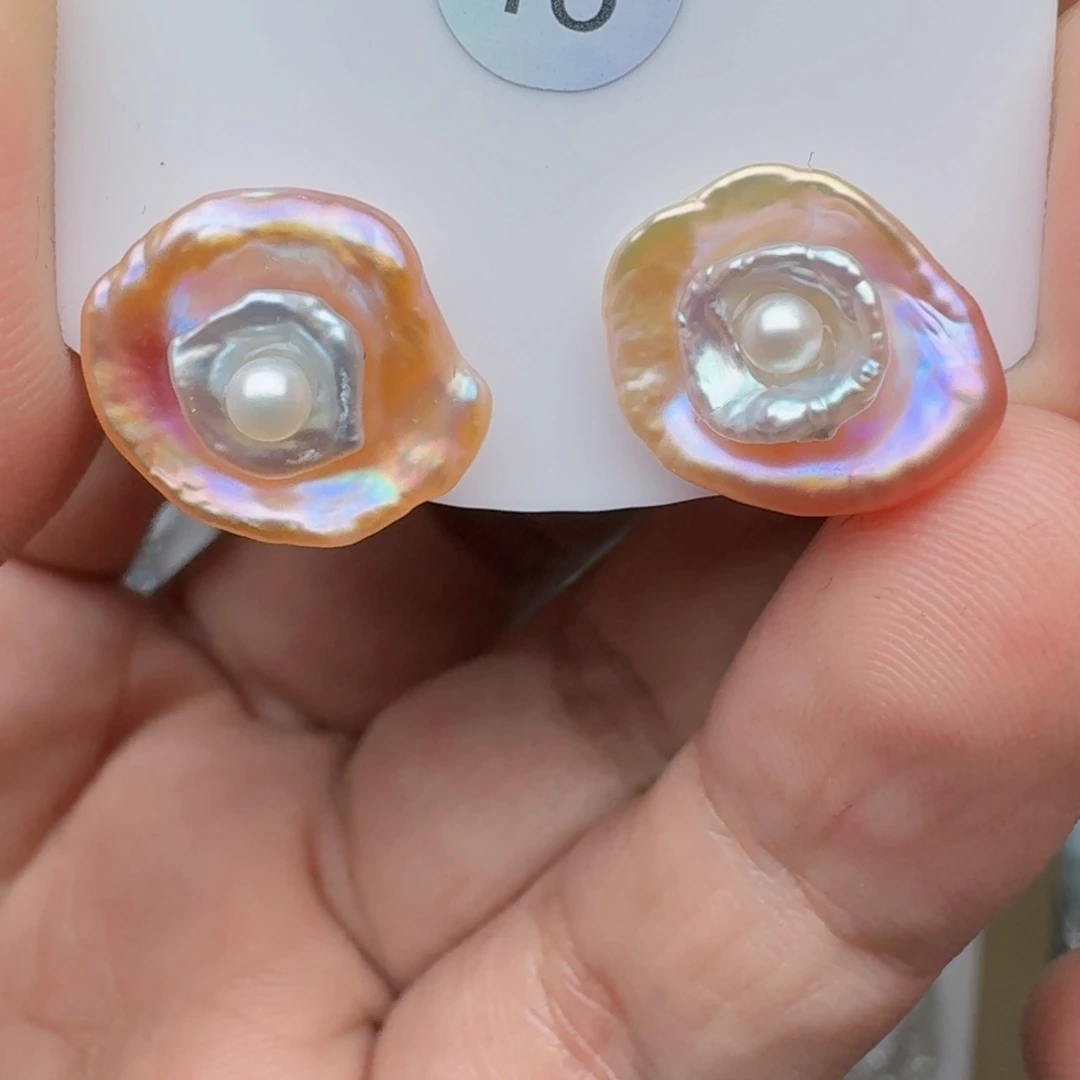 淡水珍珠耳饰银S925镶嵌