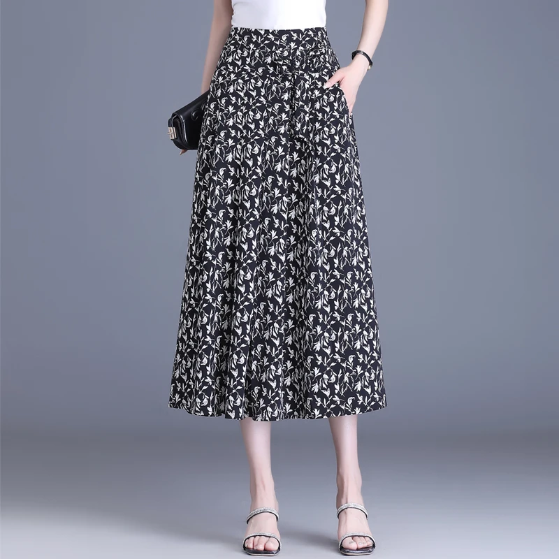 哥弟阿玛施正品夏季高腰法式百搭A字半身裙气质碎花哥弟半身裙