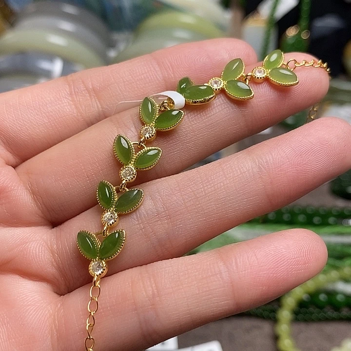 和田玉银S925镶嵌手链