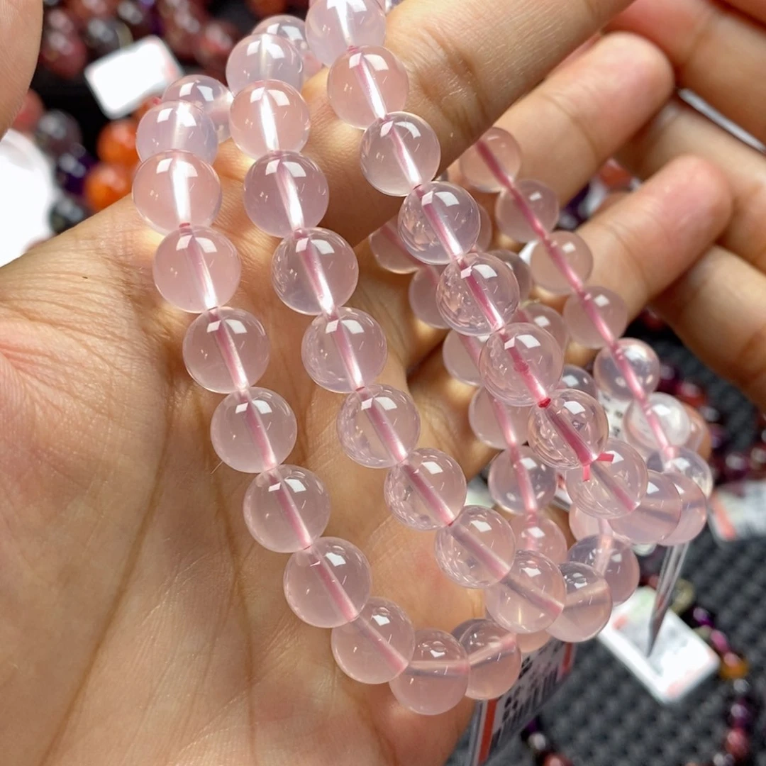 水晶手链未镶嵌粉水晶手链9mm多样性发一条