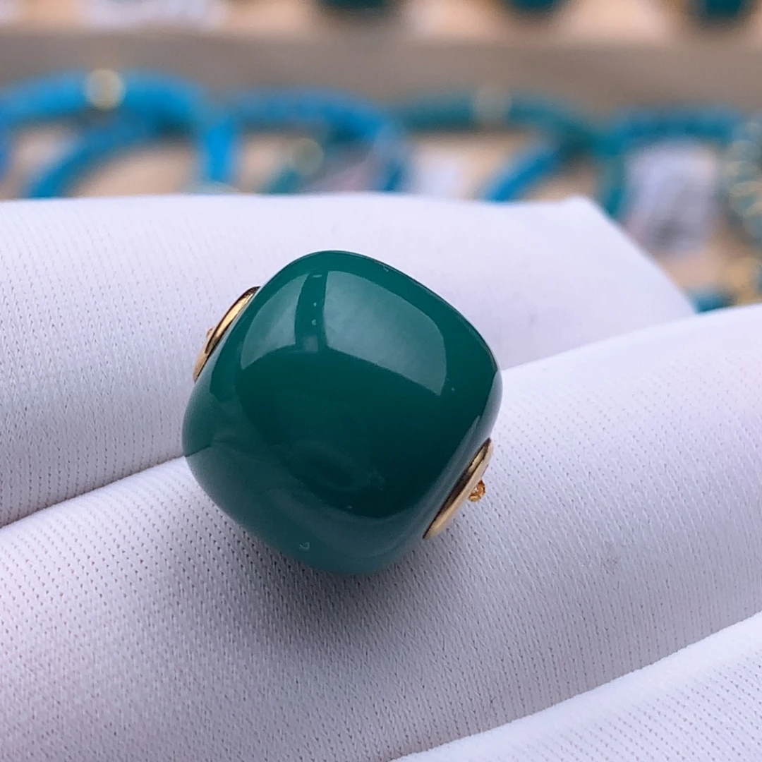 18K金镶嵌绿松石珠宝奇石13+mm
