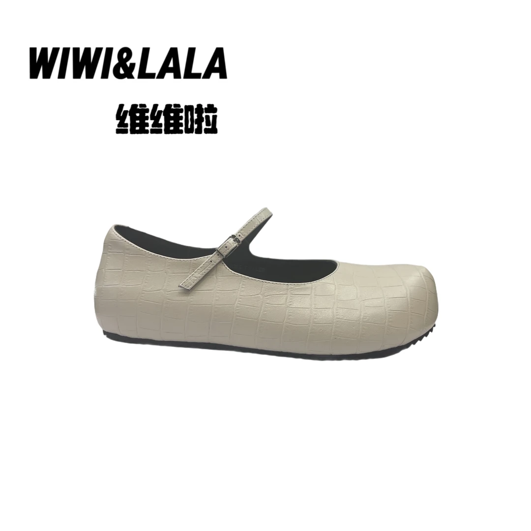 【维维啦】石头纹牛皮玛丽珍瓢鞋Y 9231-1女鞋真皮时尚