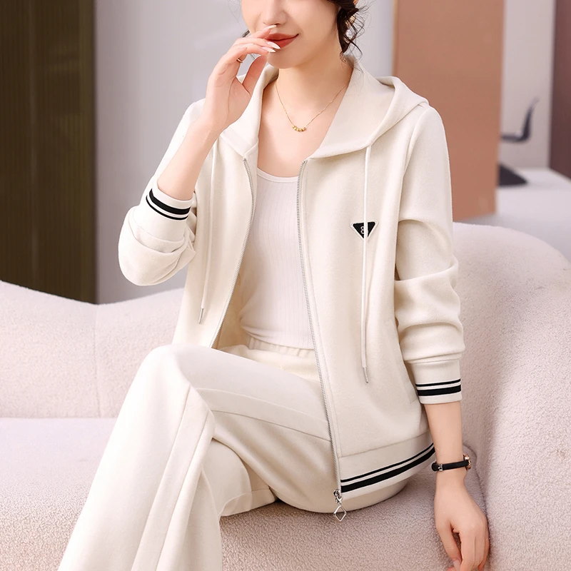 秋季开衫连帽运动服套装女新款2025洋气百搭休闲减龄宽松两件套