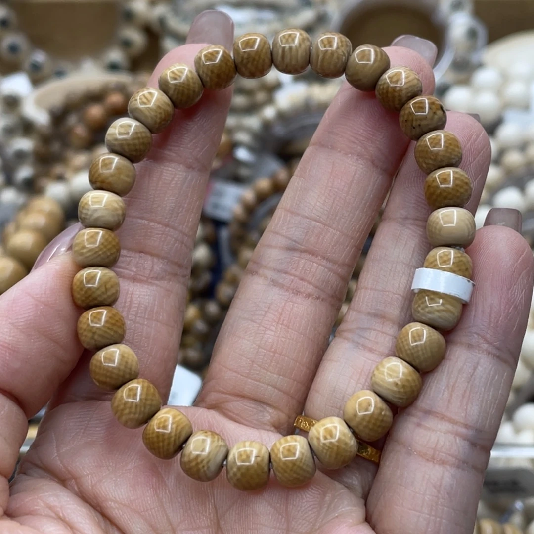 猛犸象牙手串/手链/手镯6✖️7冰咖满纹