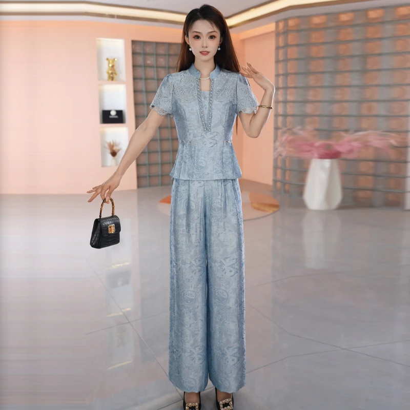 【两件套】夏季时尚女神修身洋气宽松气质休闲百搭显瘦减龄女装套裤