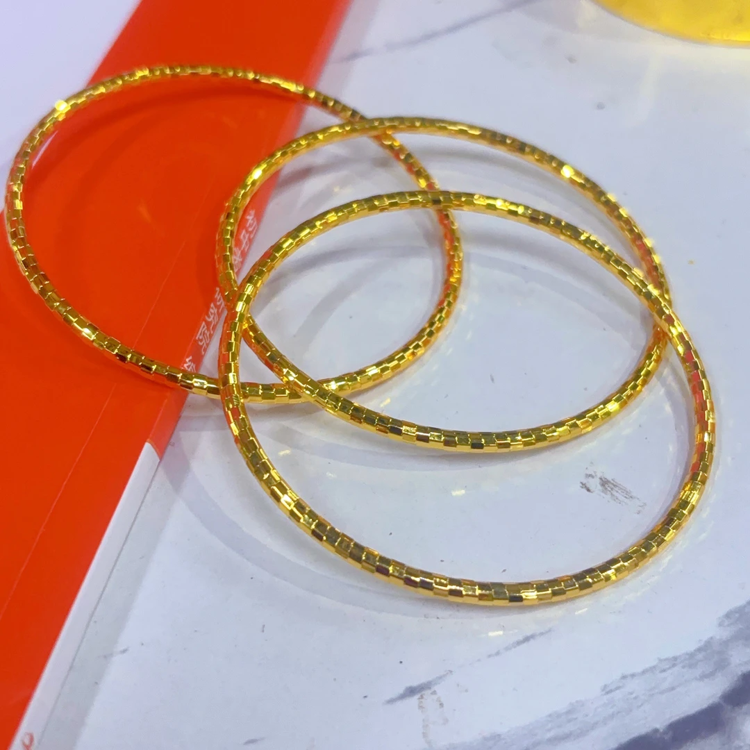 铜合金手镯 首饰原创设计圈圈镯子508-18-5时尚黄色吉言如意开口