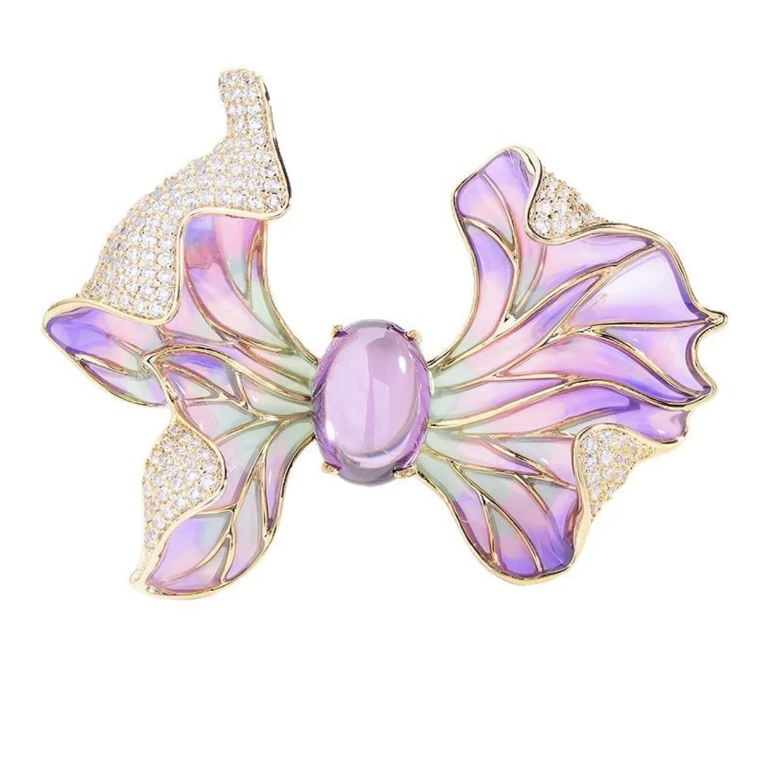 铜合金珐琅胸针 时尚气质百搭紫色蝴蝶胸针5813