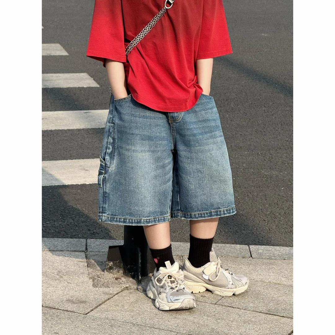 现货THE LUHAN【柏林简讯】夏季休闲百搭阔腿亲子装大童牛仔裤25107