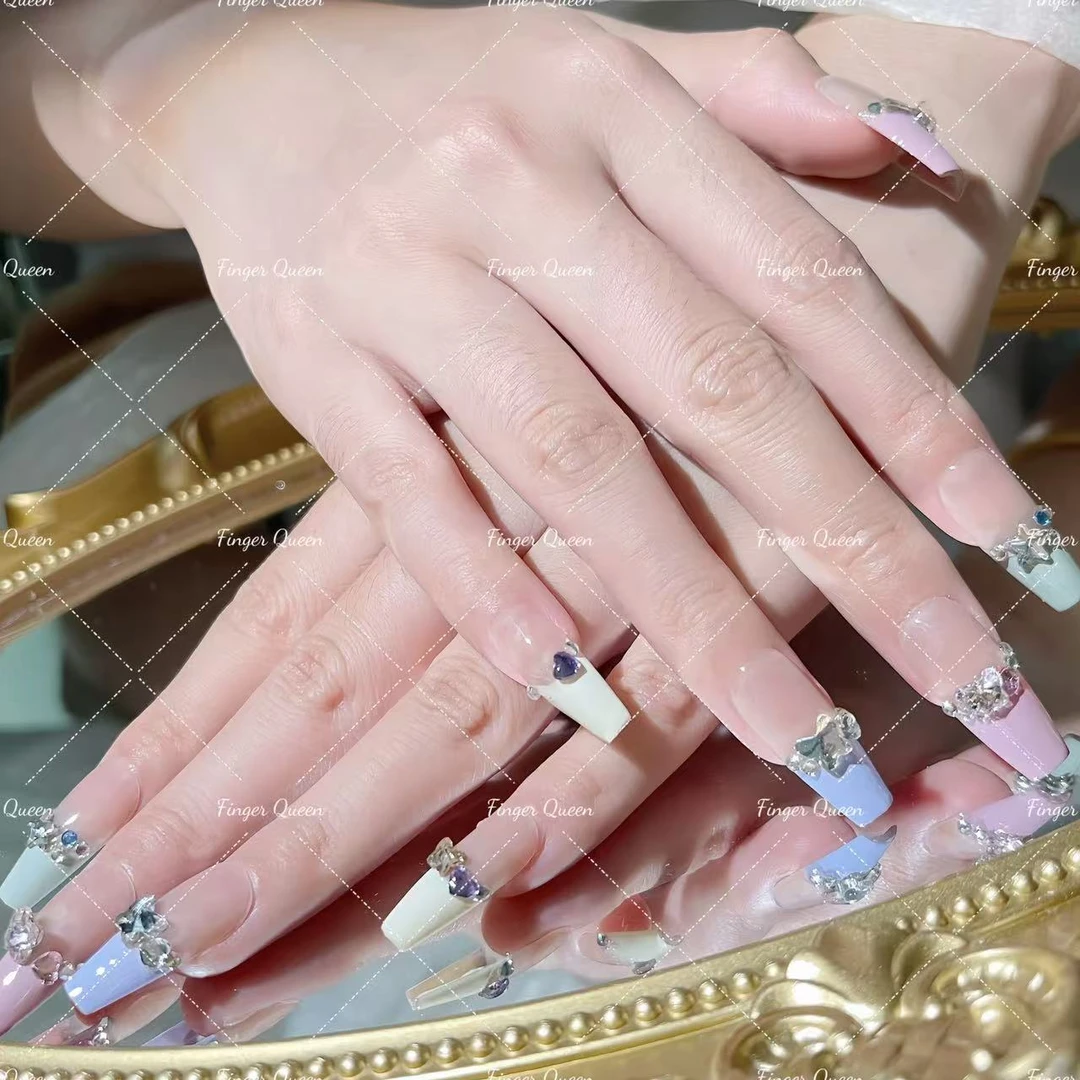 FingerQueen【缤纷法式】手工穿戴甲中T法式轻奢甜心辣妹美甲假指甲
