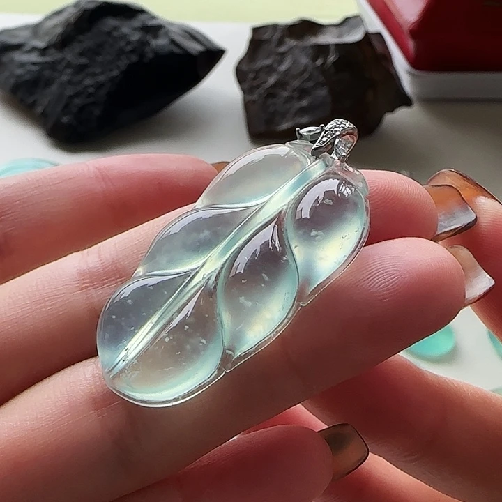 岫玉银S925镶嵌吊坠(不含链)