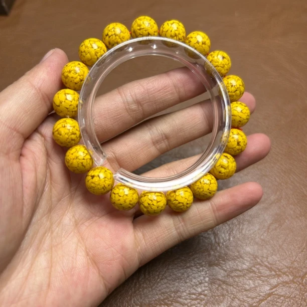 含辰砂工艺品a463 雄黄晶体上砂 卡1.0圆珠单圈手串