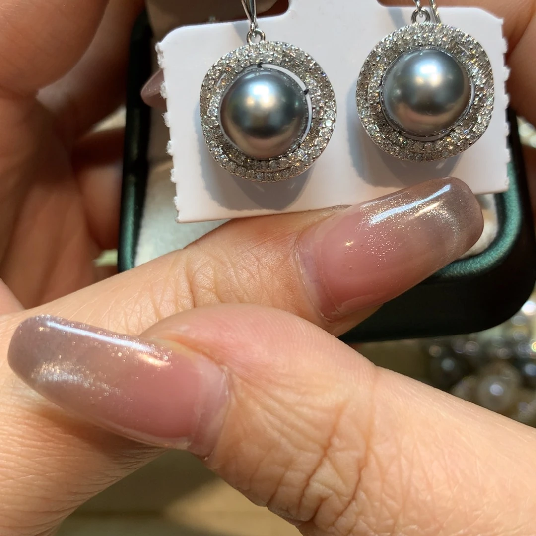 海水珍珠耳饰银S925镶嵌