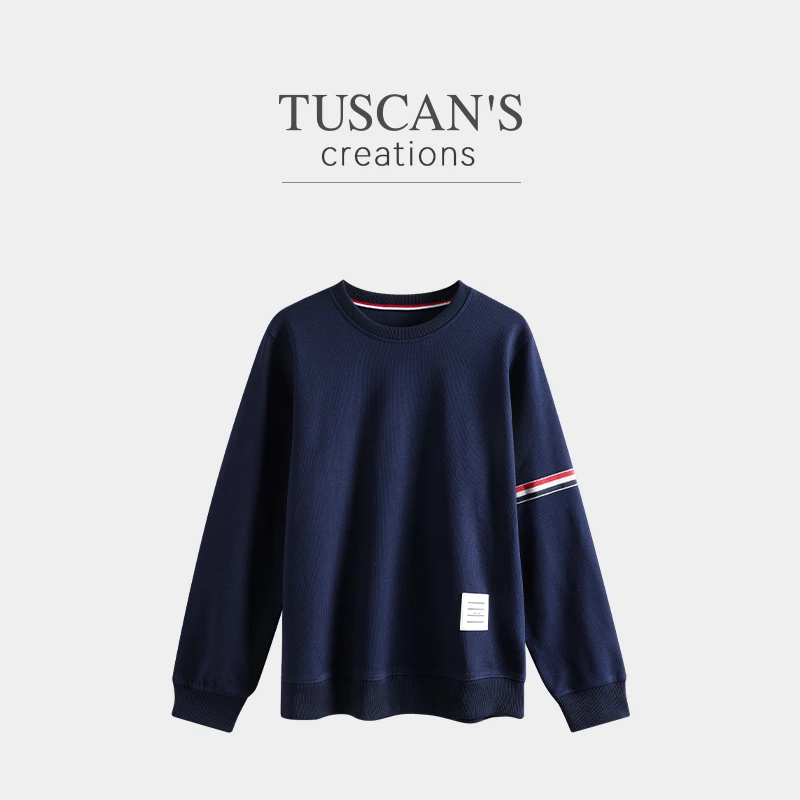 TUSCAN'S CREATIONS秋新款宽松圆领时尚卫衣三条杠百搭女时代双鱼