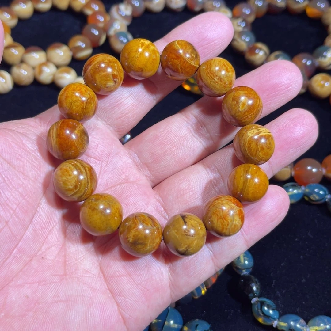 琥珀未镶嵌裸石15规格血根手串