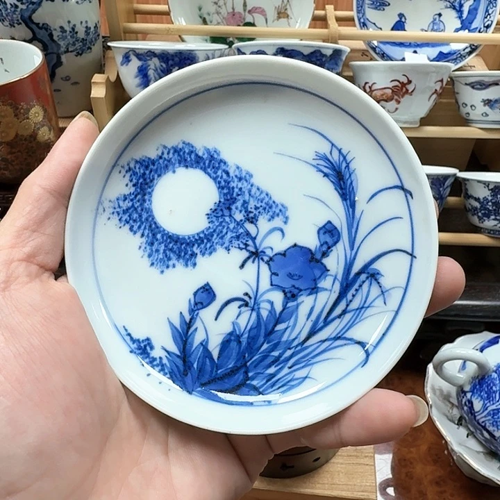 濑户青花花卉纹碟子壶承