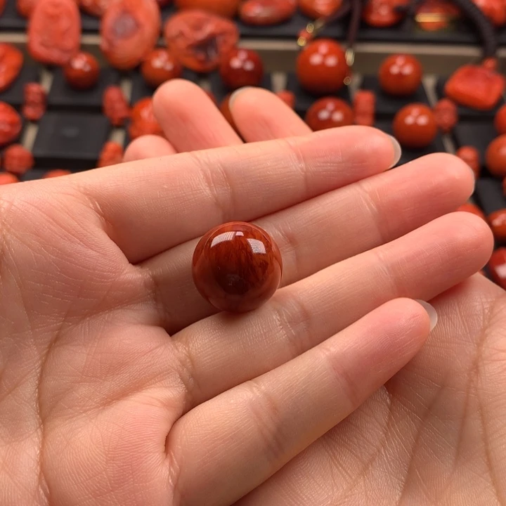 l****未镶嵌火焰纹圆珠单珠17MM+南红玛瑙