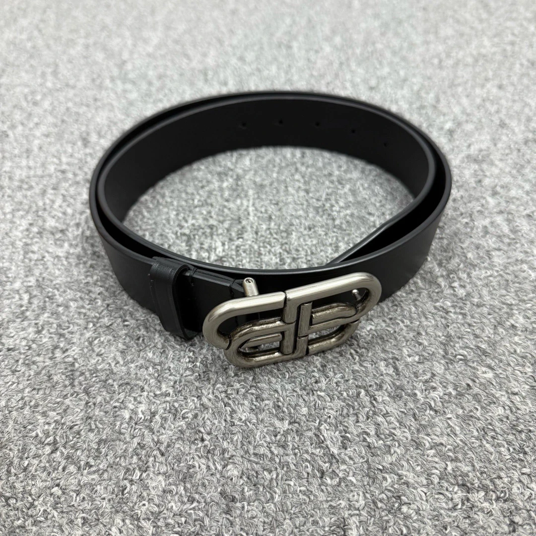 99新 Balenciaga/巴黎世家 14557657  黑银BB皮带经典款 90码99新