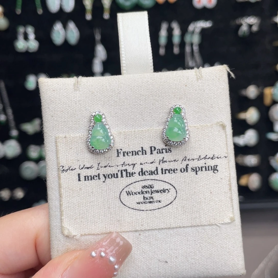 翡翠银S925镶嵌耳饰