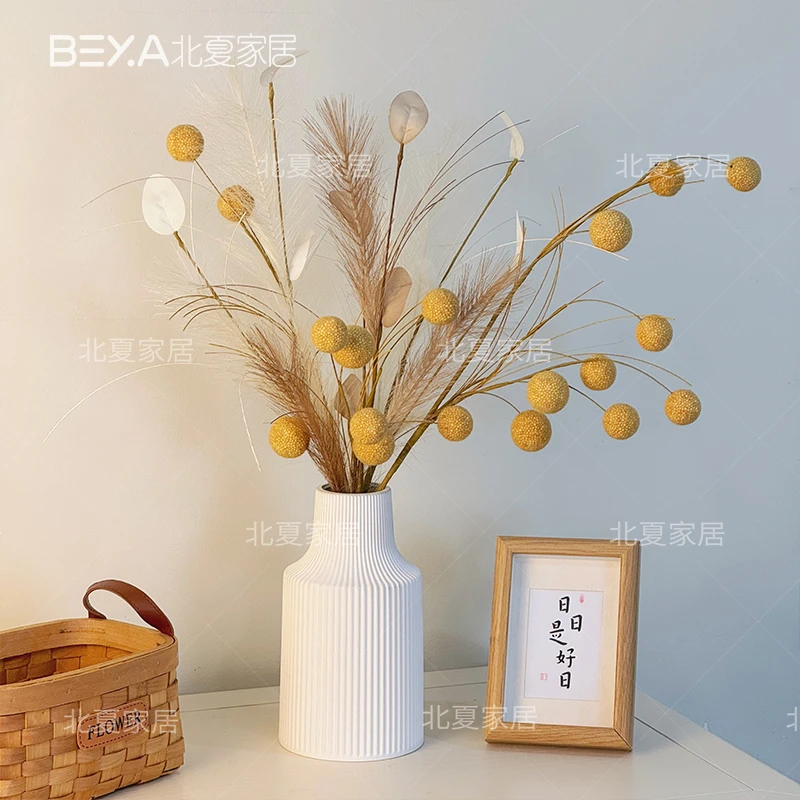 高品质仿真黄金绒球凤尾花束仿真花家居装饰摆件摆设小清新拍摄