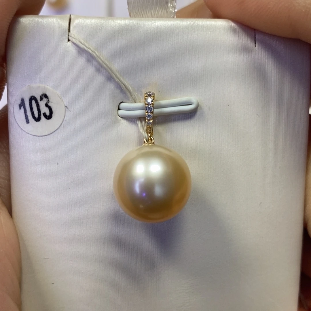 海水珍珠吊坠(不含链)18K金镶嵌12.7mm