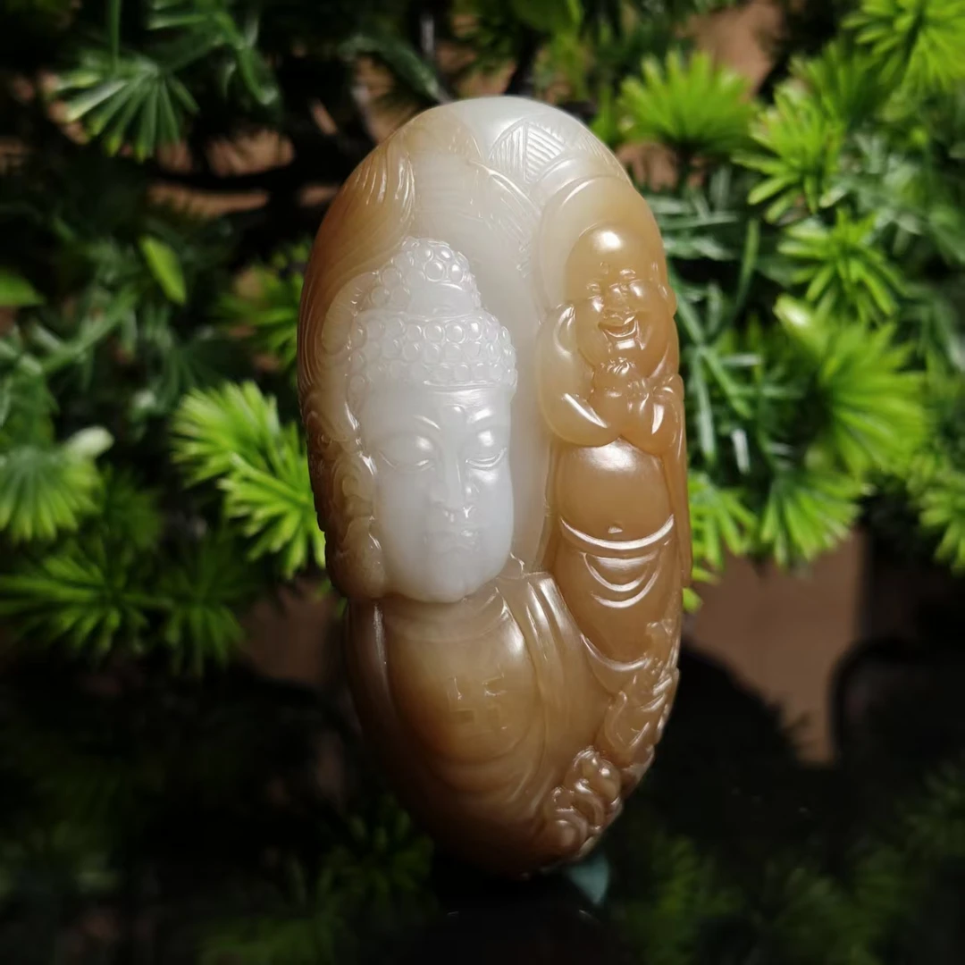 lot6248 佛光普照 和田玉糖白玉 69.6*34.3*18mm 80.6g