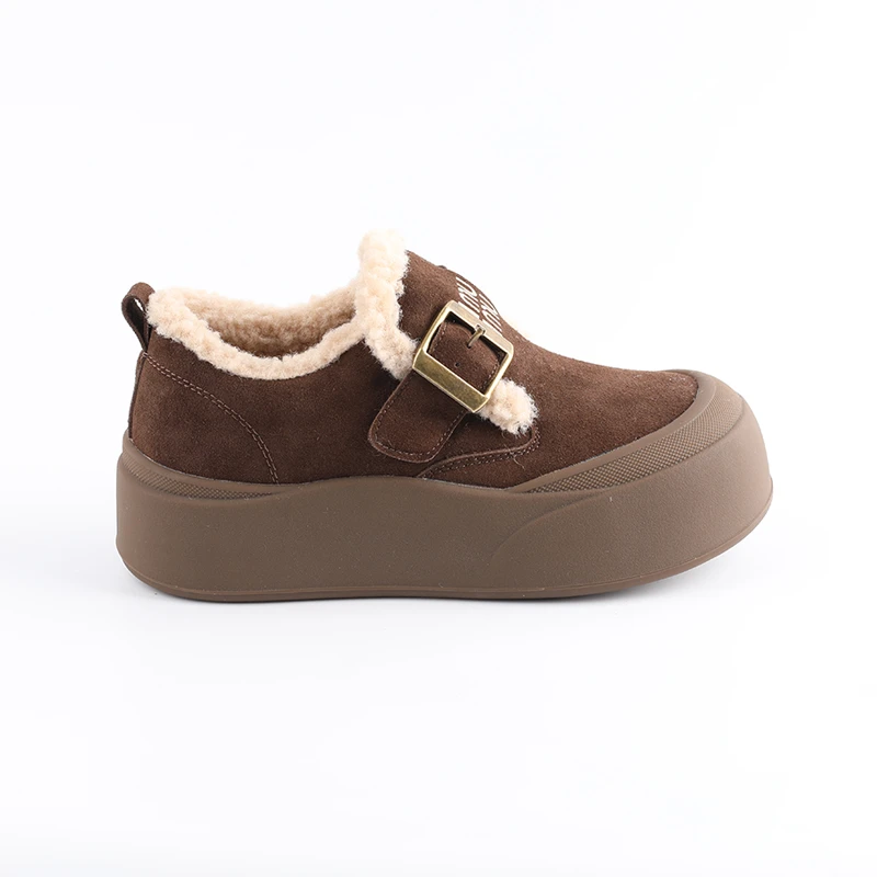 9296-28磨砂皮复古厚底加绒毛毛博肯女鞋