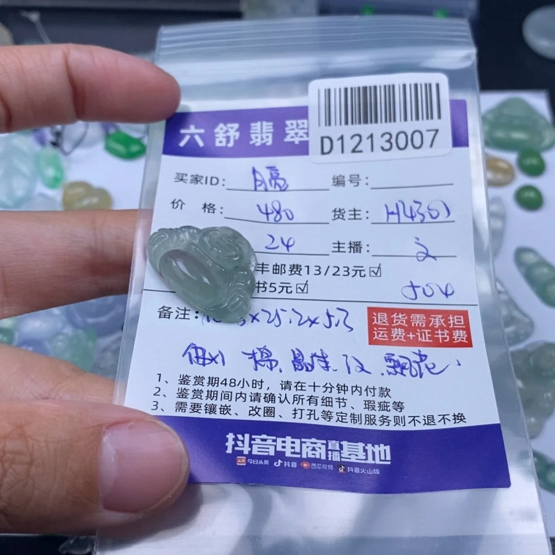 月****翡翠未镶嵌吊坠(不含链)D1213007