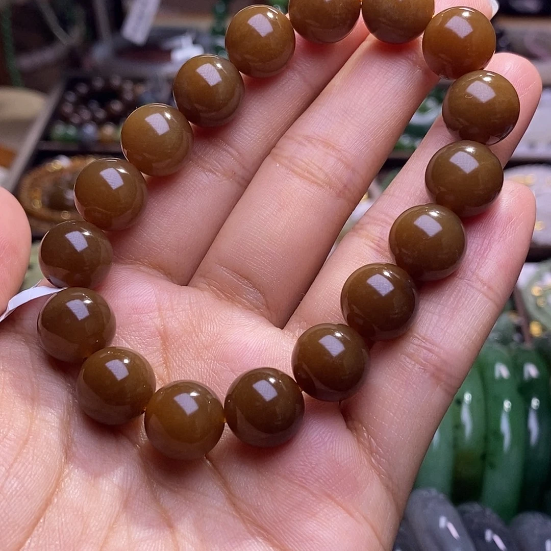 颈饰未镶嵌和田玉新疆且末糖老红糖手链12m