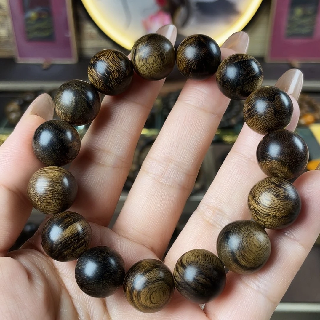 阿***毛手串沉香越南芽庄老白棋玉化老料瘤疤虎斑1.4