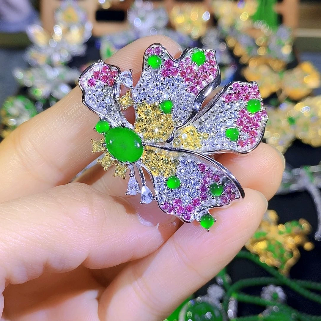 吊坠(不含链)银S925镶嵌翡翠