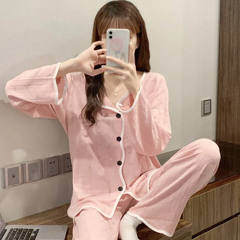 睡衣女春秋冬季长袖简约洋气高级感2025年新款家居服套装荷叶边夏