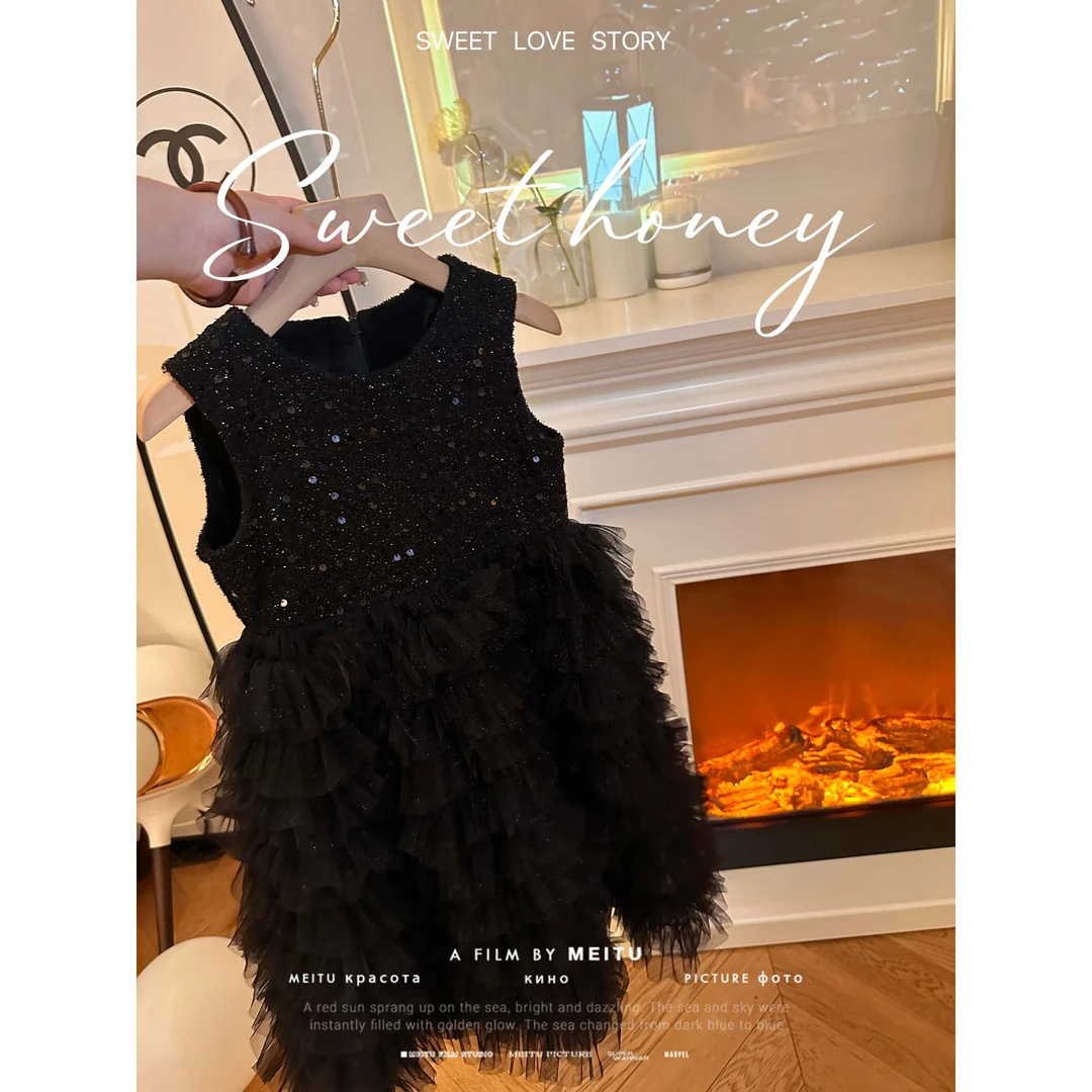 MOANA【现货福利】时髦洋气细闪小香风背心裙女宝汉服23122924