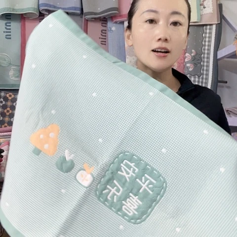 棉纱布绿色平安喜乐纯棉