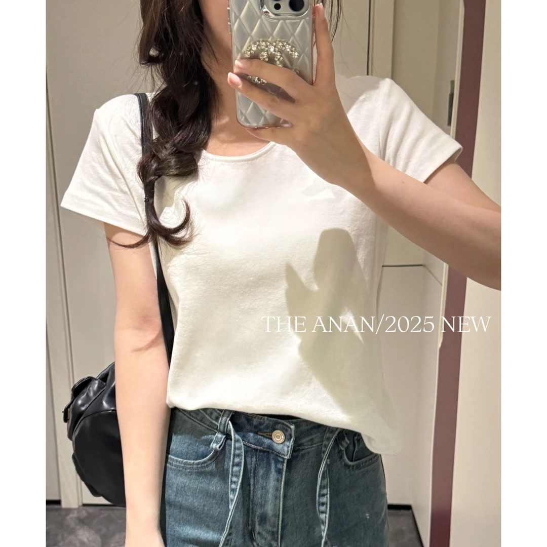 【ANAN】糯米T夏季新款纯色白色短袖T恤AN-K87