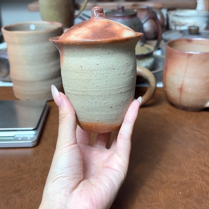 日本备前烧盖杯749