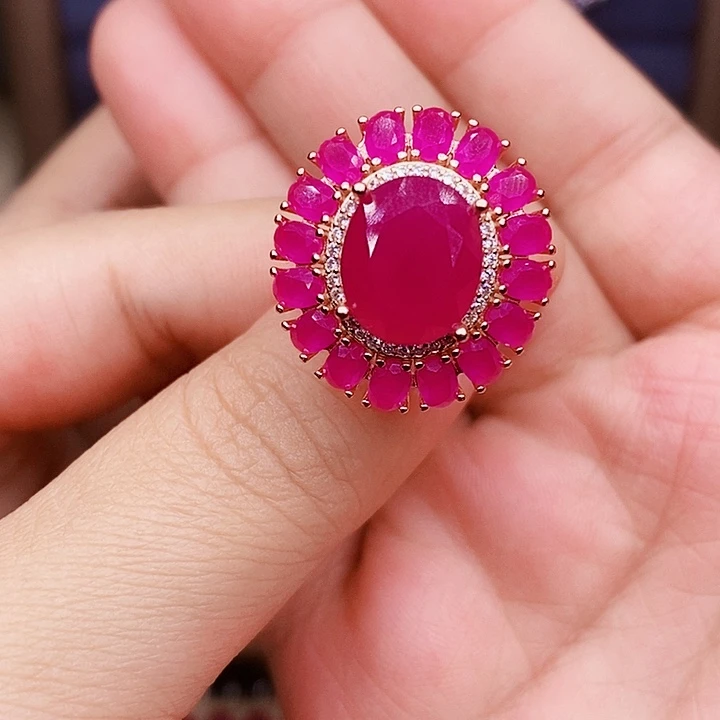 戒指银S925镶嵌红宝石