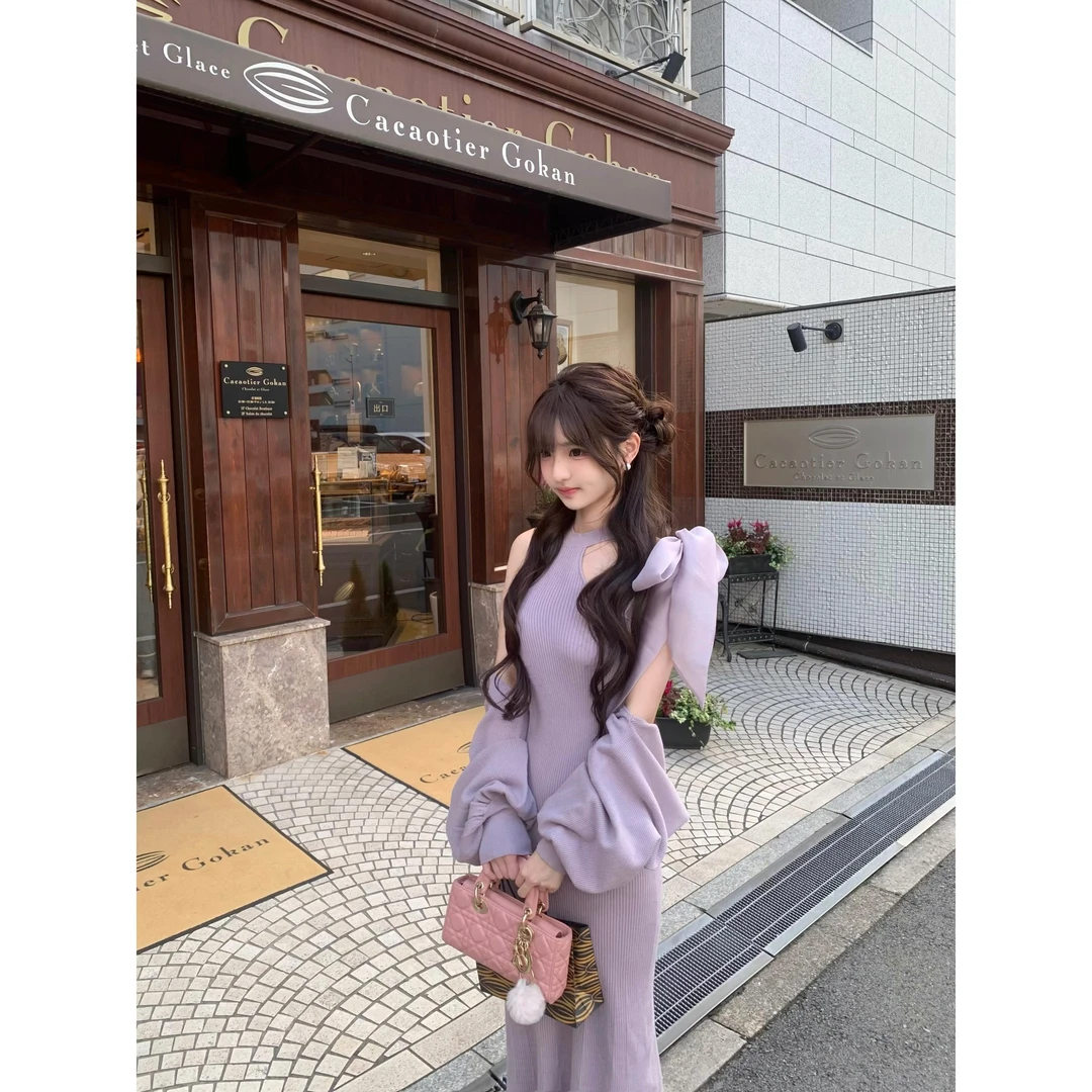 辣辣【奈奈酱】针织连衣裙女新款秋冬内搭包臀长裙轻奢网红款