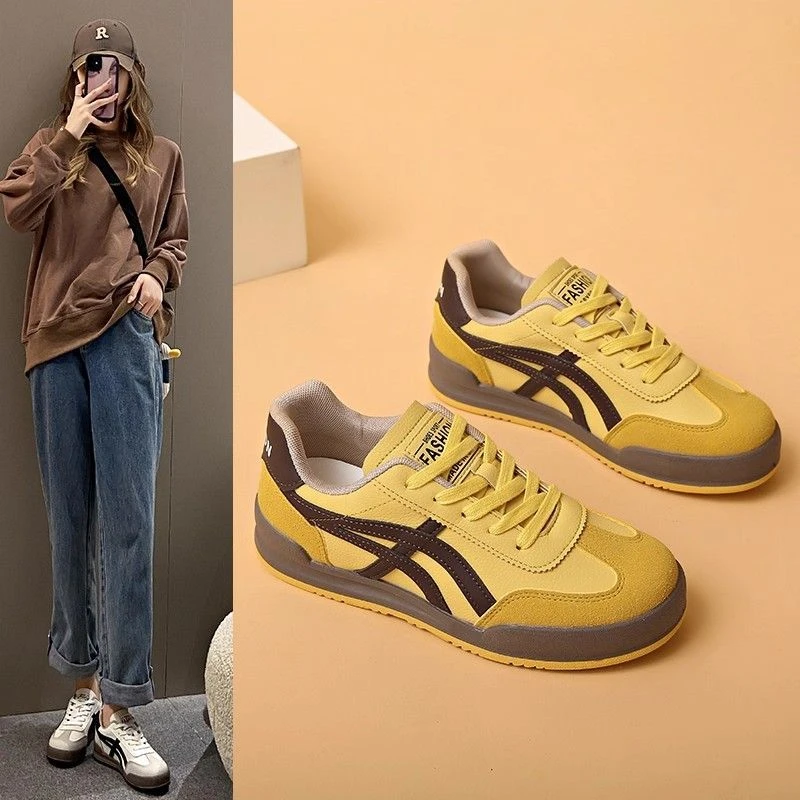 德训鞋爆款鞋子女鞋2025年秋季新款荔枝纹休闲运动板鞋百搭阿甘鞋