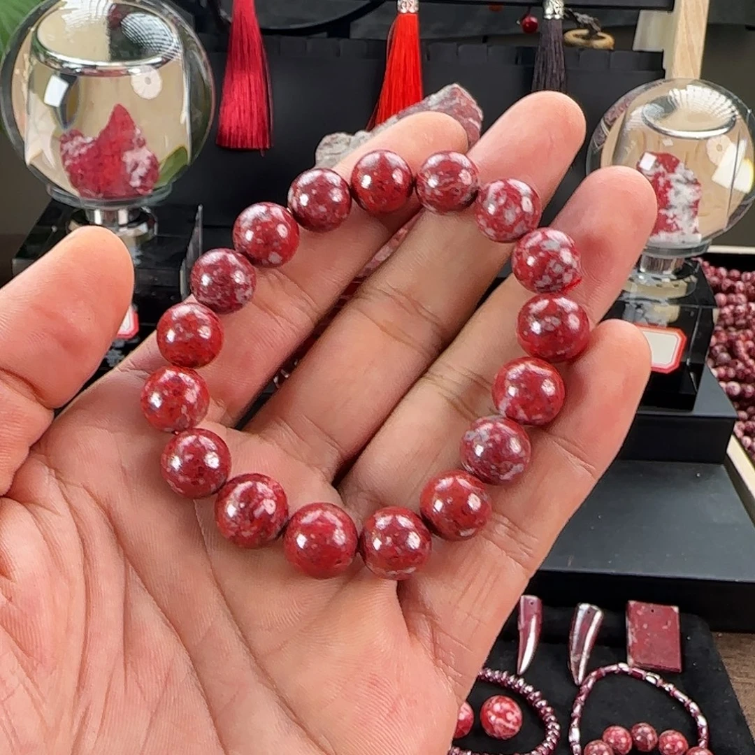 贰***囍天然辰砂原矿高货手串