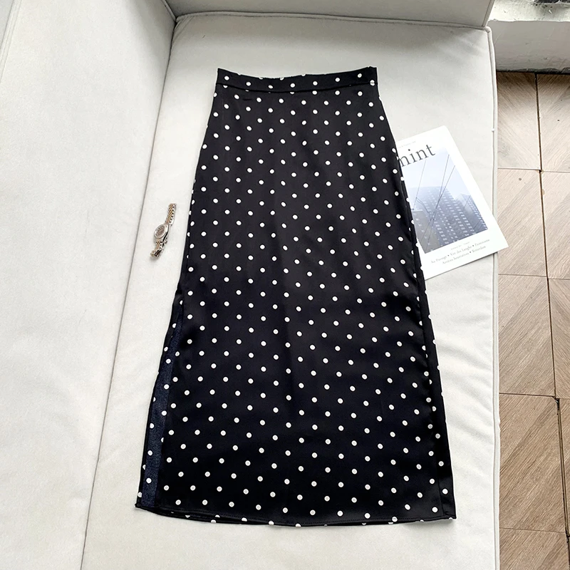 【南油溪溪】复古波点半身裙女夏款高腰显瘦气质A字长裙 800975