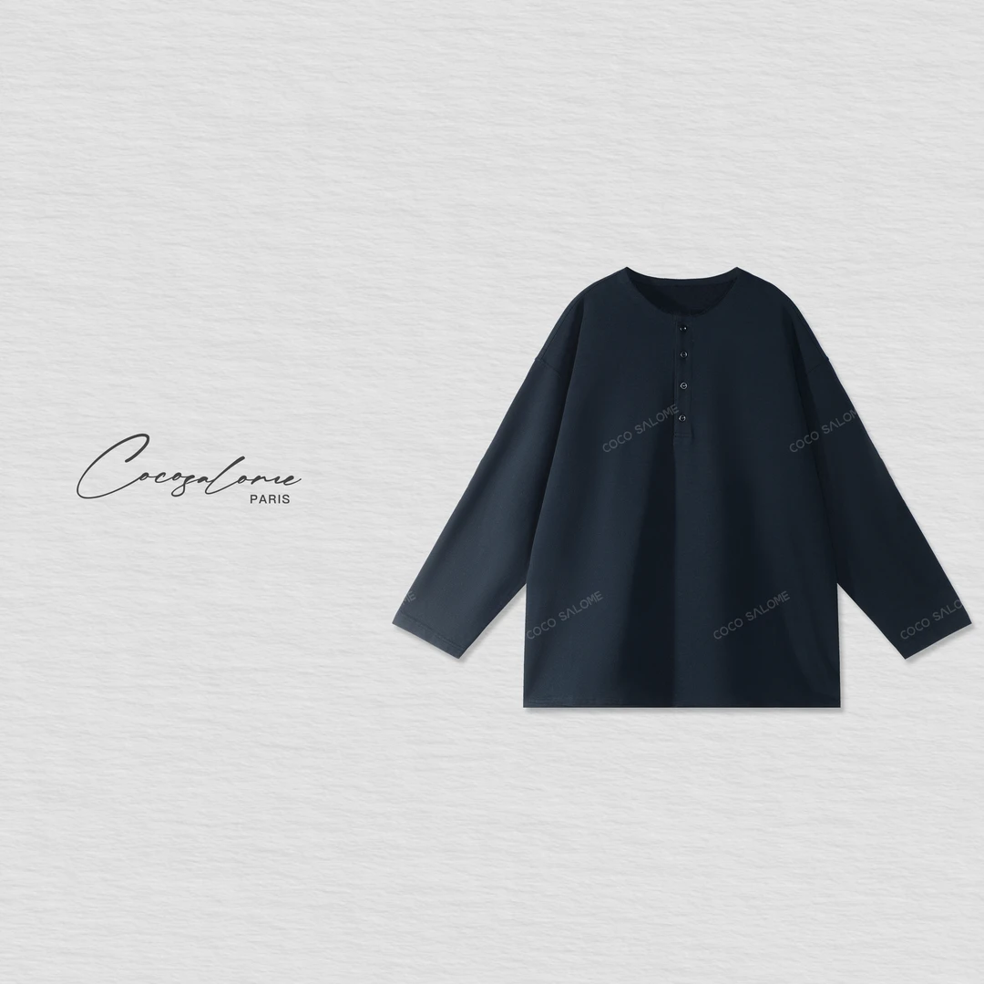 韩彬彬"行李箱"320g重磅丝滑光感蓝调布鲁斯轻奢松弛卫衣2248-1