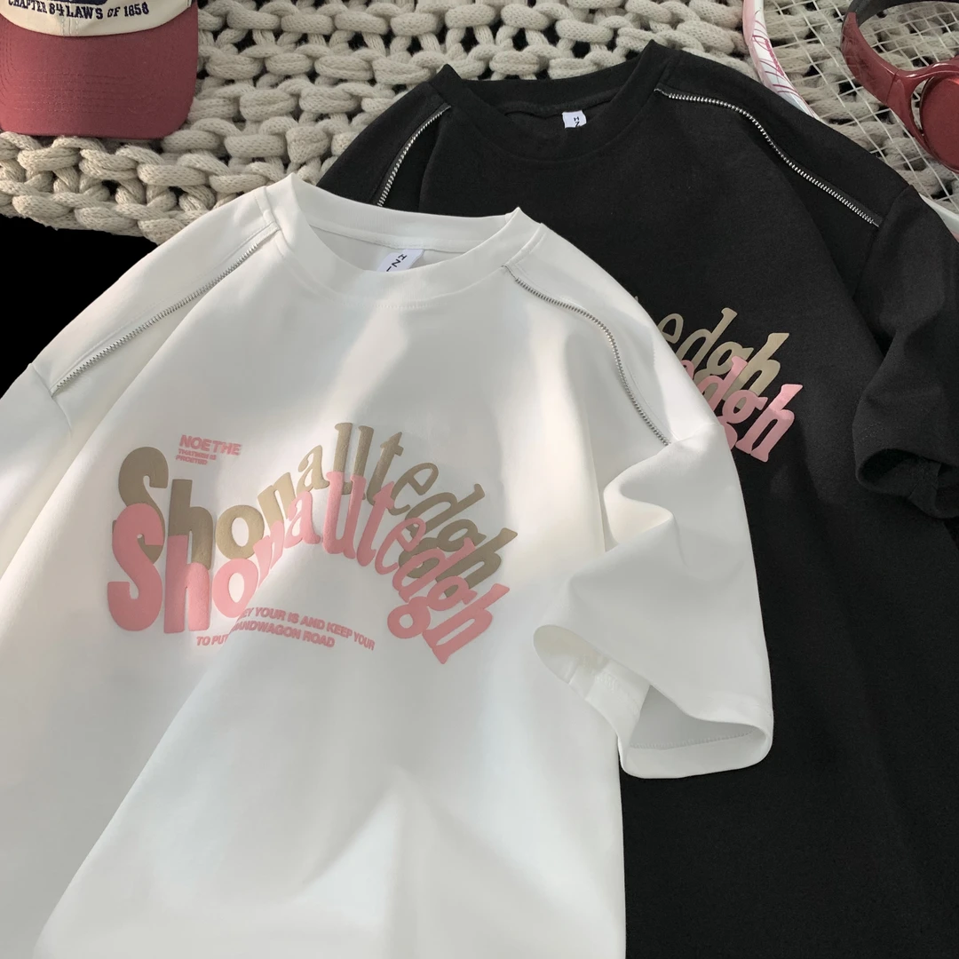 MXY夏季美式棉质印花情侣半袖休闲短袖夏季男士宽松潮流学生短T恤