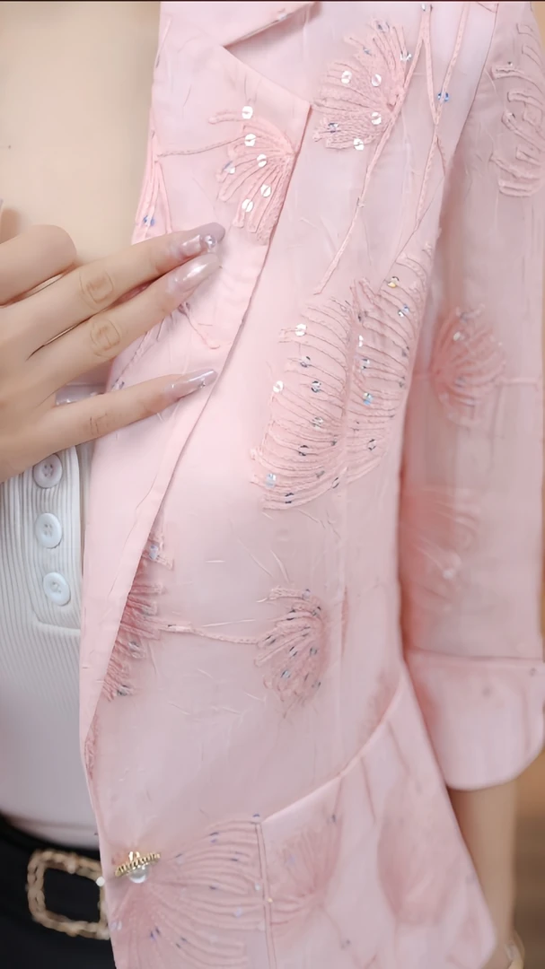 X1036 新款刺绣防晒外套气质时尚2025夏季空调衫带透气弹力网纱