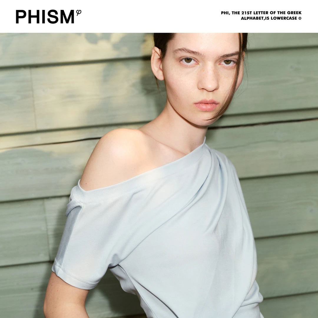 PHISM/PHISM新款时尚休闲扭褶单肩T恤874T01
