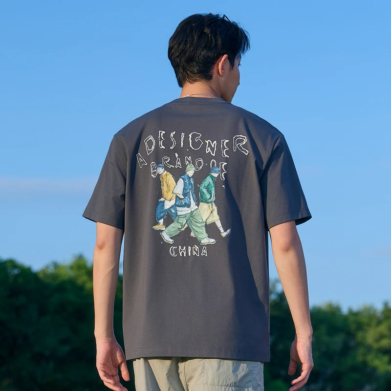 【凉感】CABBEEN卡宾男装彩绘发泡印花T恤夏季街头短袖3252132156