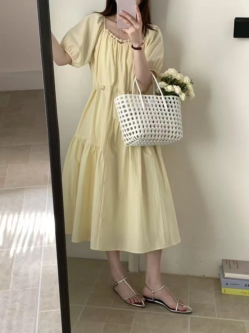 【罗罗严选】25B313收腰韩版连衣裙时尚法式
