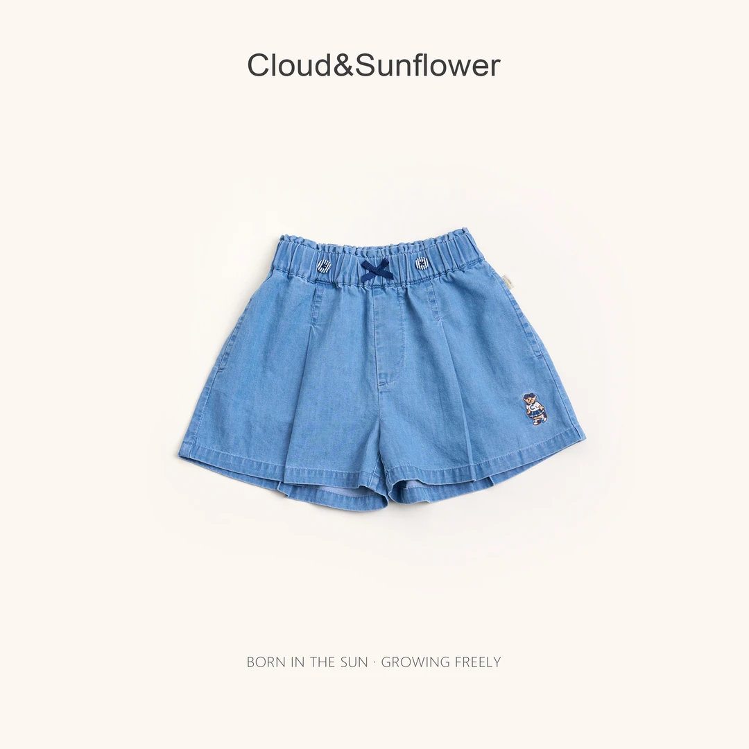 【云朵小葵】女童夏季时尚薄款透气两粒扣小熊百搭短裤752105